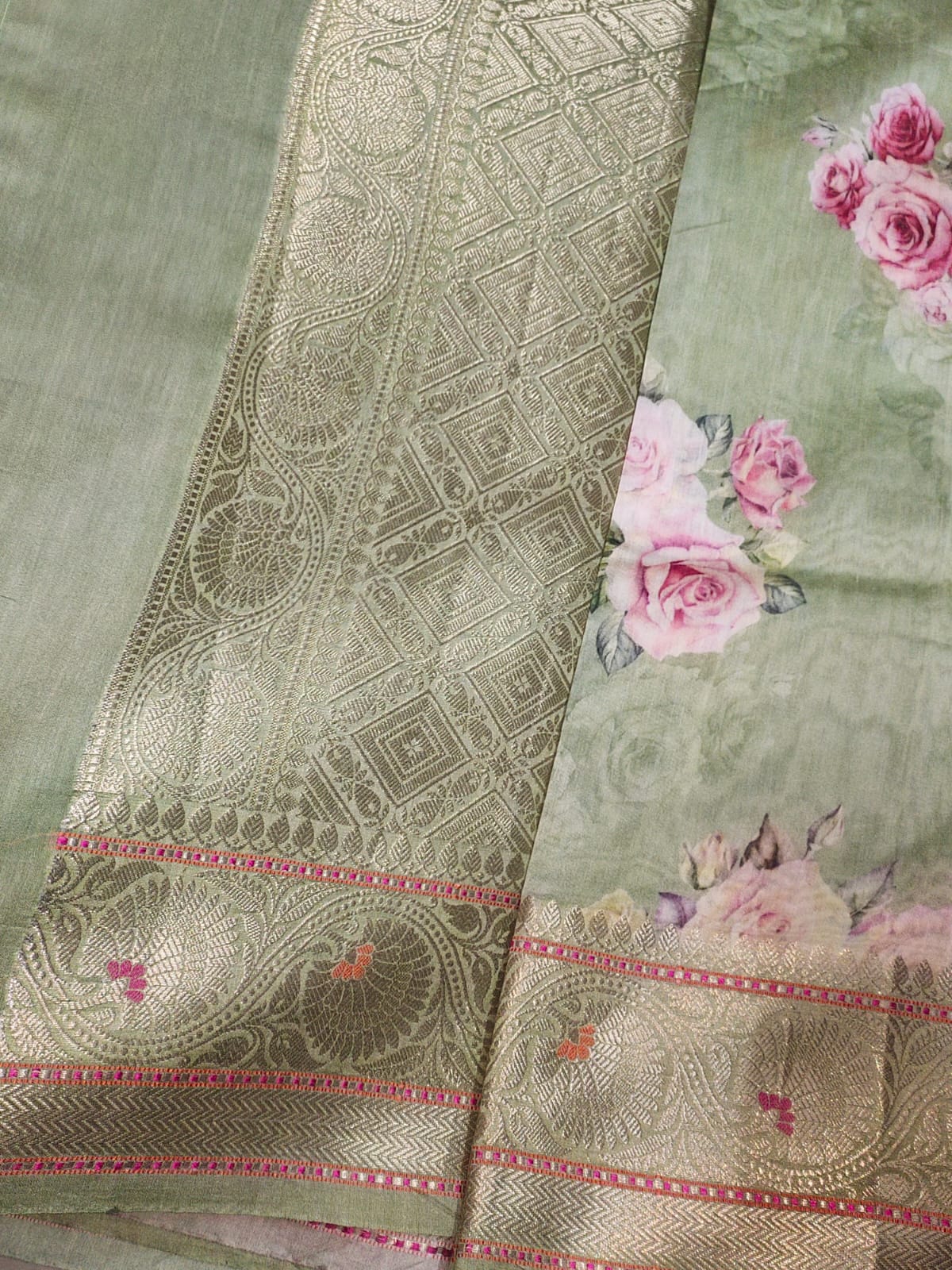 Pastel Green Banarasi Munga Silk Saree