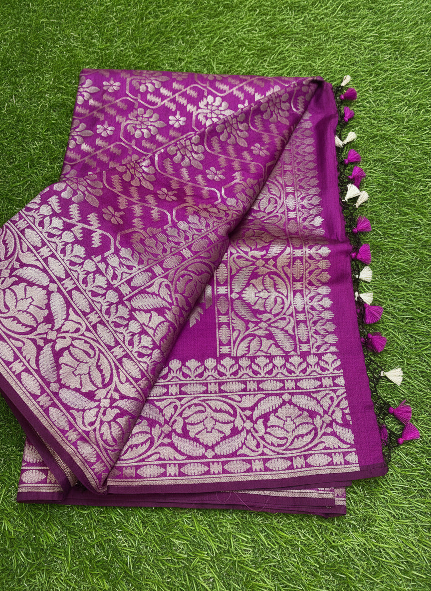 Wine Purple Katan Silk Banarasi Saree