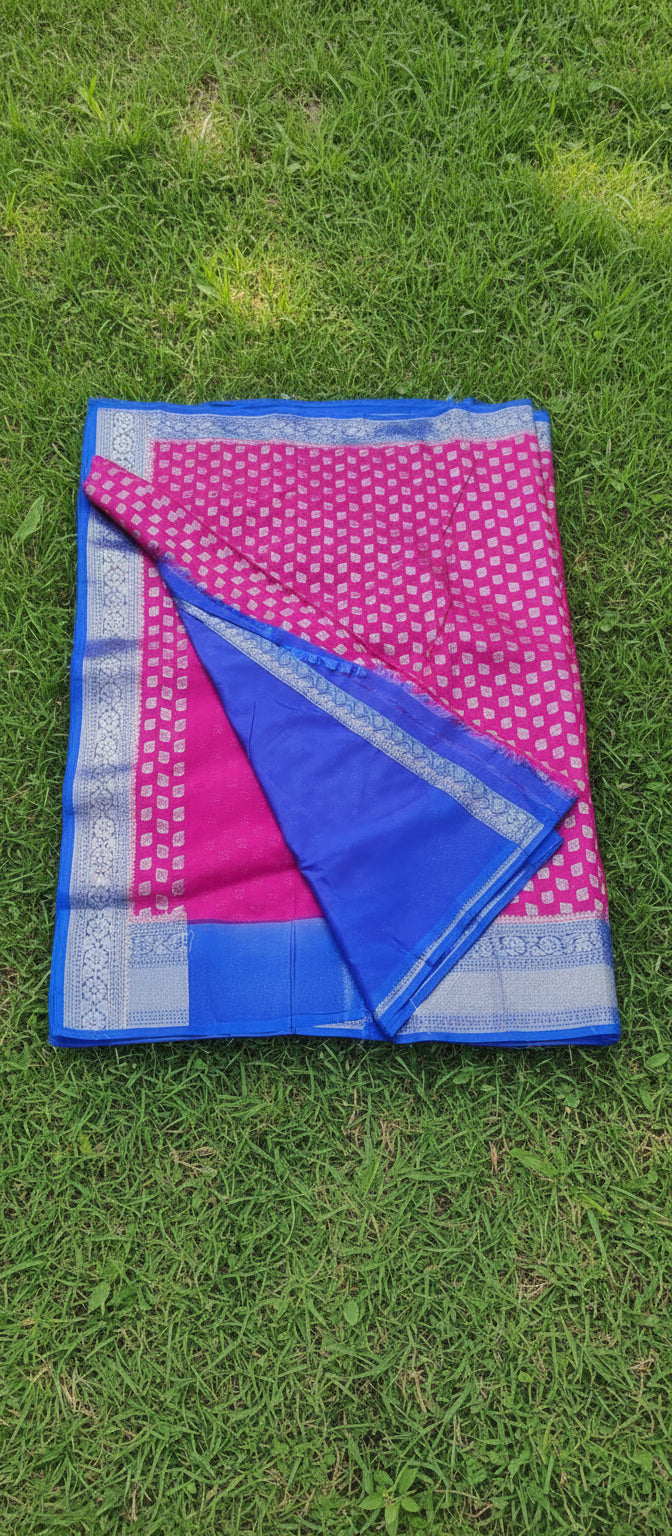 Semi Banarasi Pink Saree