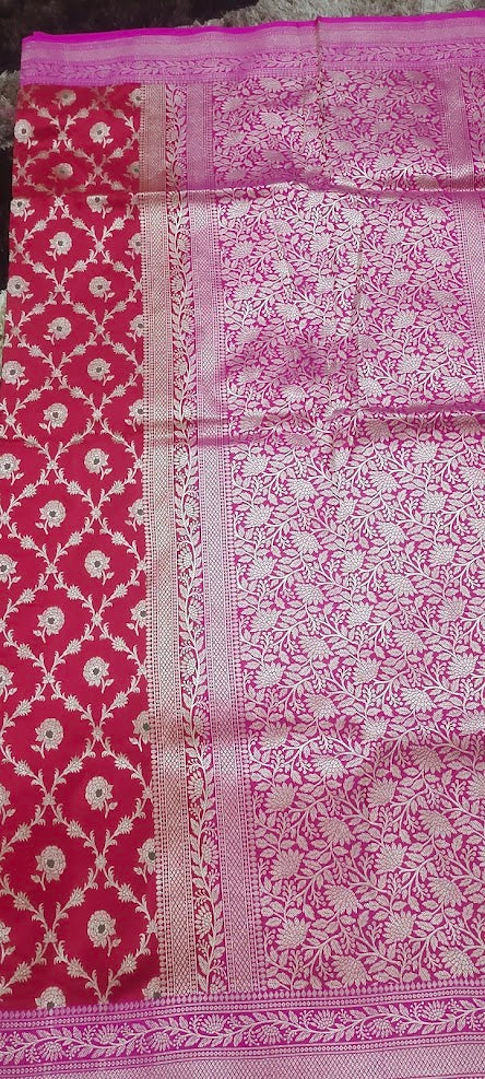 Pure Katan Red Banarasi Saree