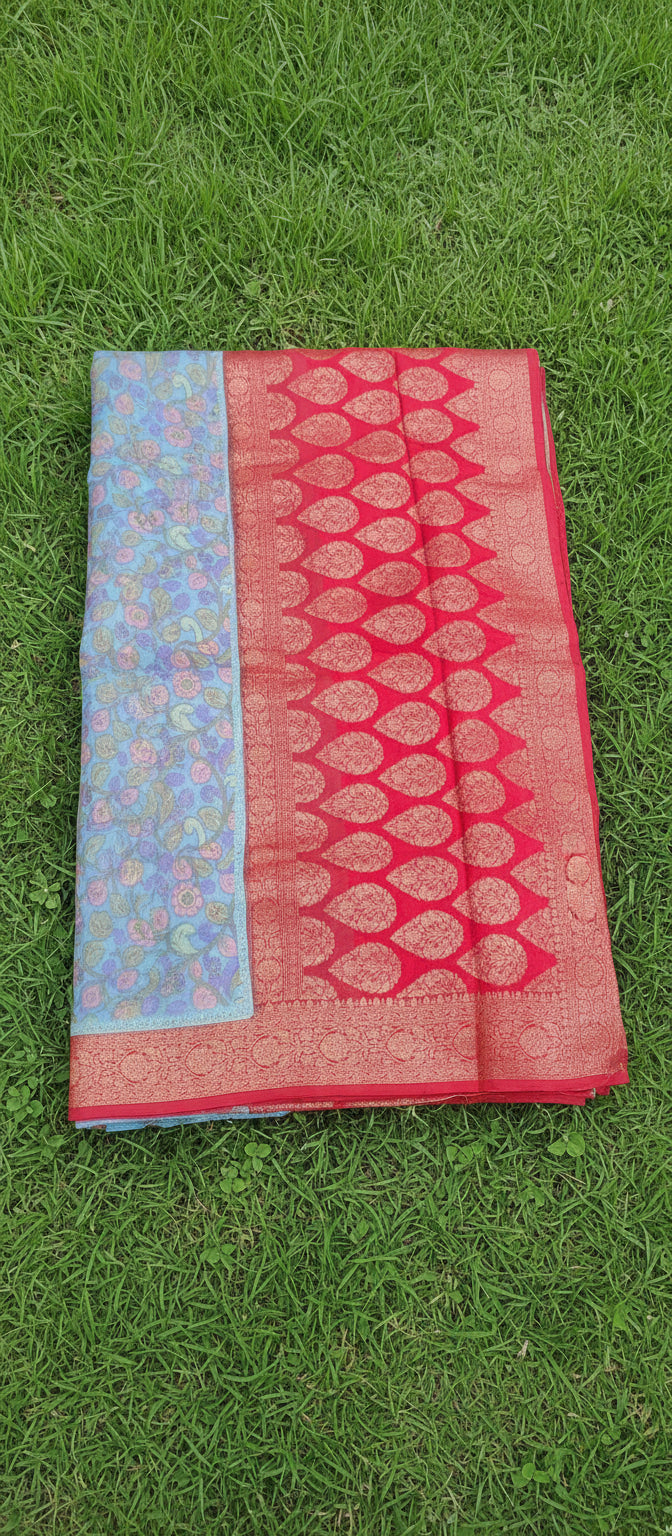 Kalamkari Digital Print Banarasi Saree