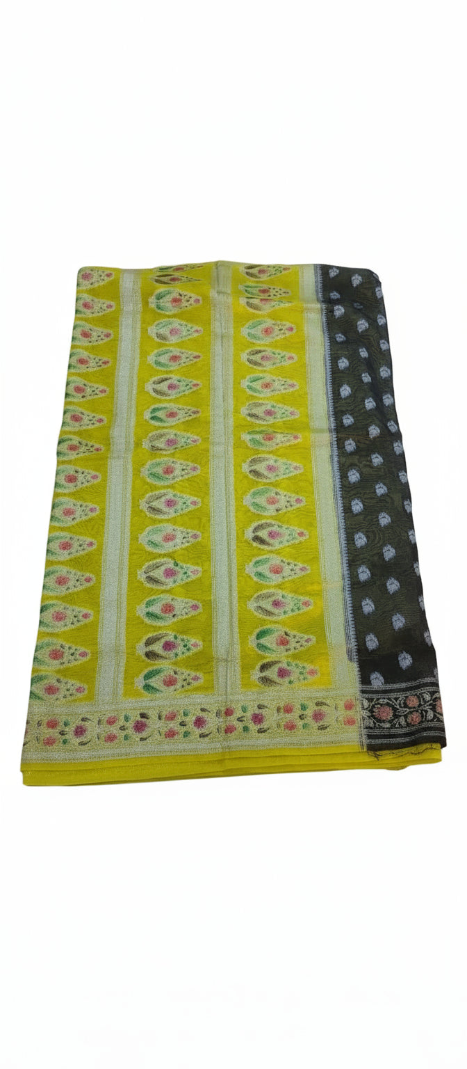 Semi Banarasi Dark Grey Saree