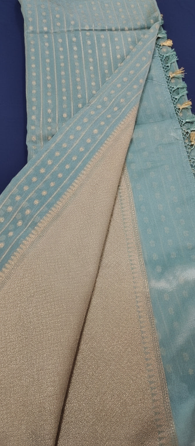Light Pastel Blue Raw Mango Silk Saree
