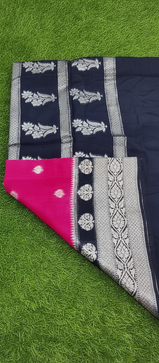 Pink Semi Banarasi Saree