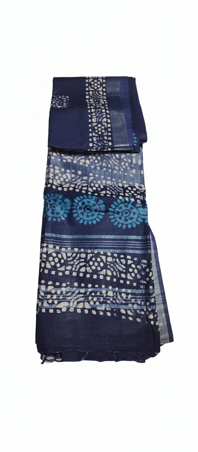 Indigo Linen Saree