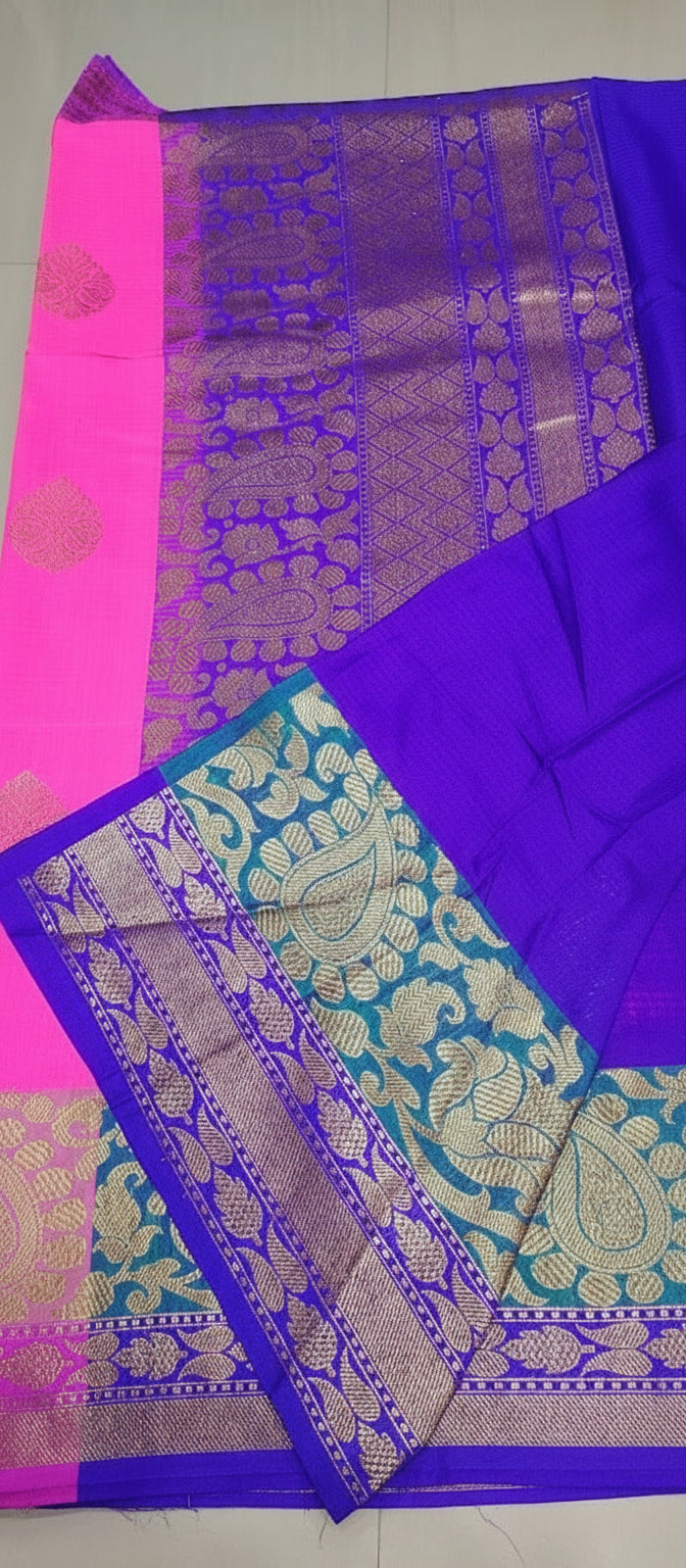 Pink Pure Raw Tussar Silk Saree