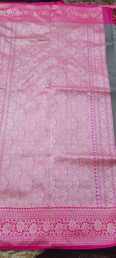 Jamdani Chikoo Grey Saree