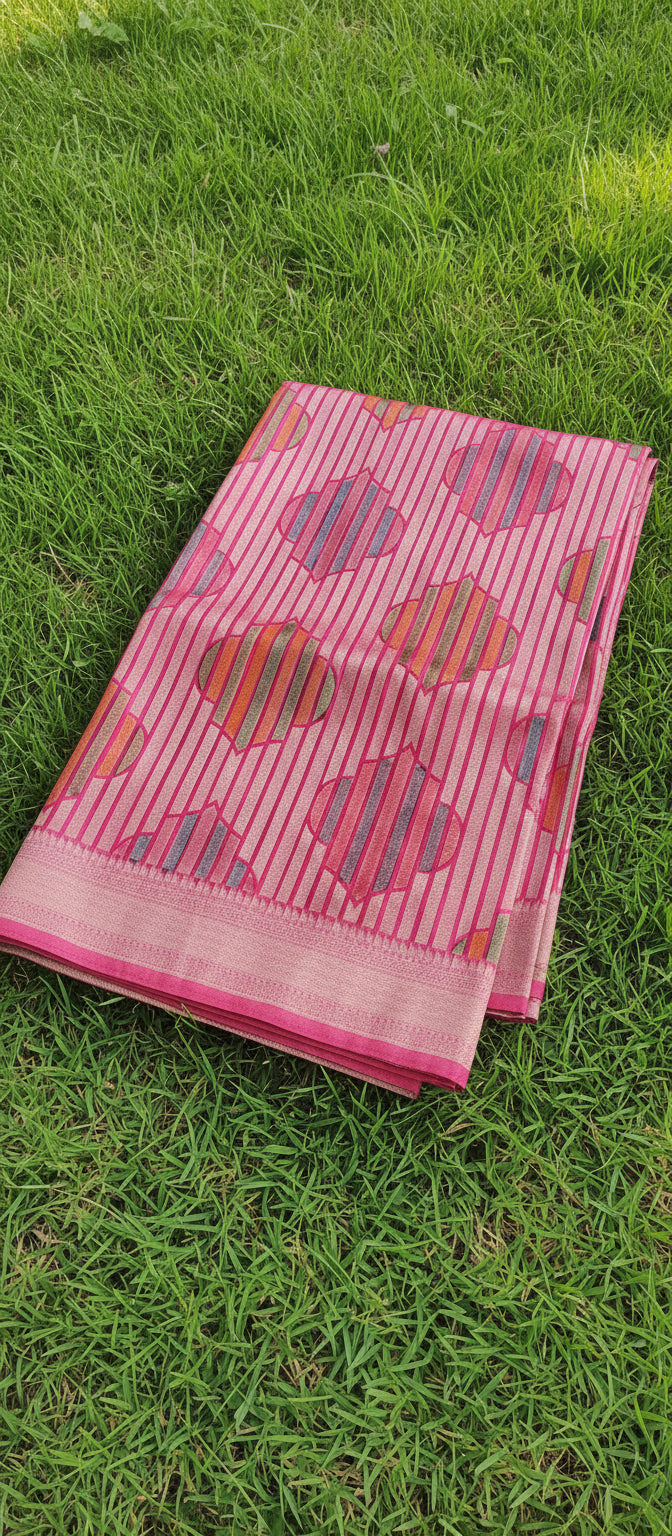 Pink Semi Banarasi Saree