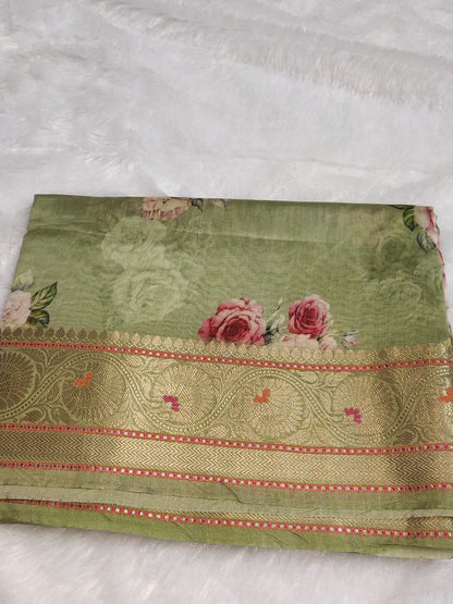 Pastel Green Banarasi Munga Silk Saree