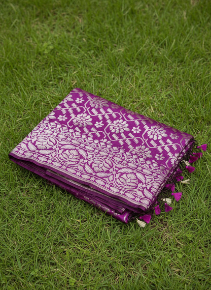 Wine Purple Katan Silk Banarasi Saree