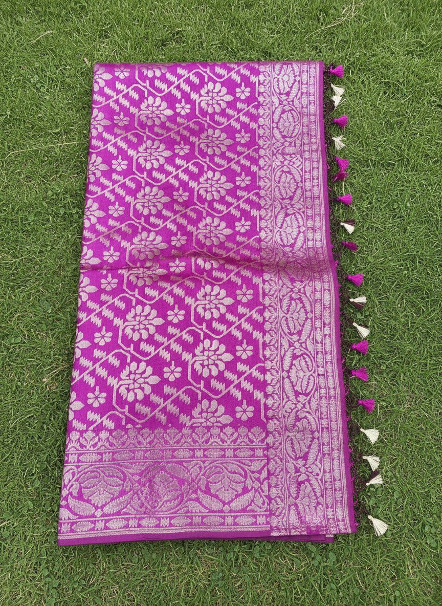 Wine Purple Katan Silk Banarasi Saree