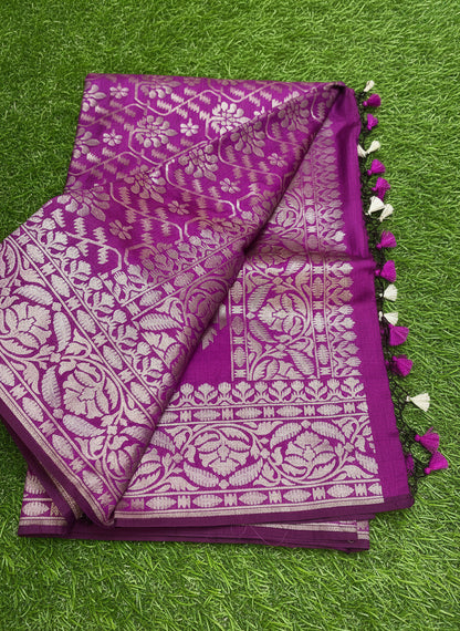 Wine Purple Katan Silk Banarasi Saree