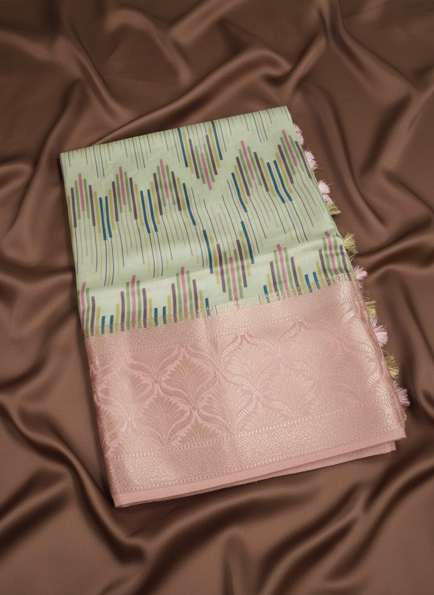 Pune Silk Banarasi Digital Print Saree