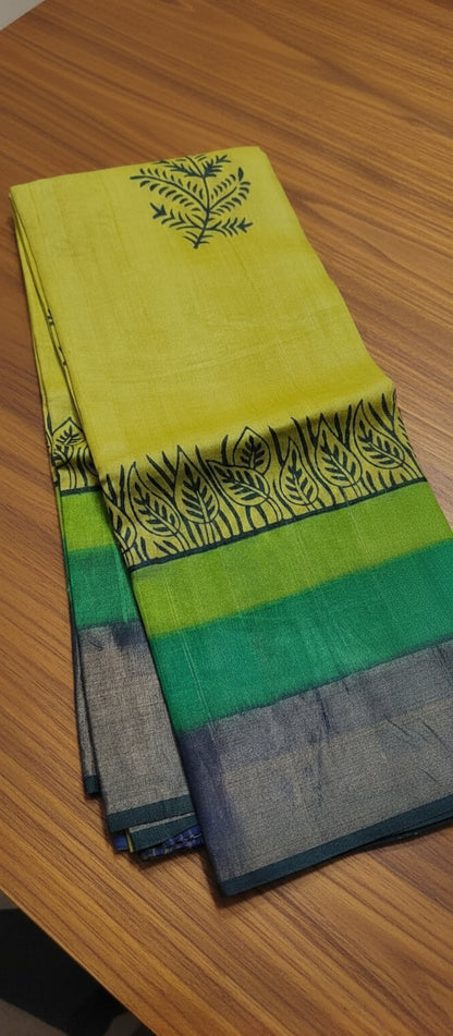 green digital print tussar