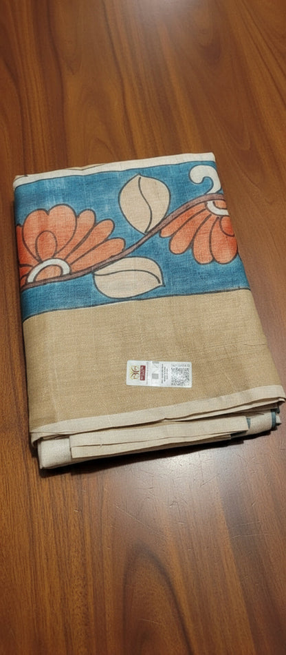 half white tussar kalamkari saree