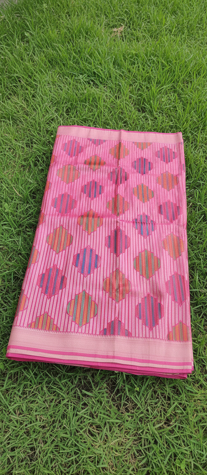 Pink Semi Banarasi Saree