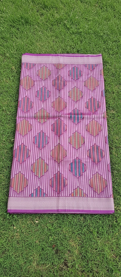 Wine Purple Semi Banarasi Saree