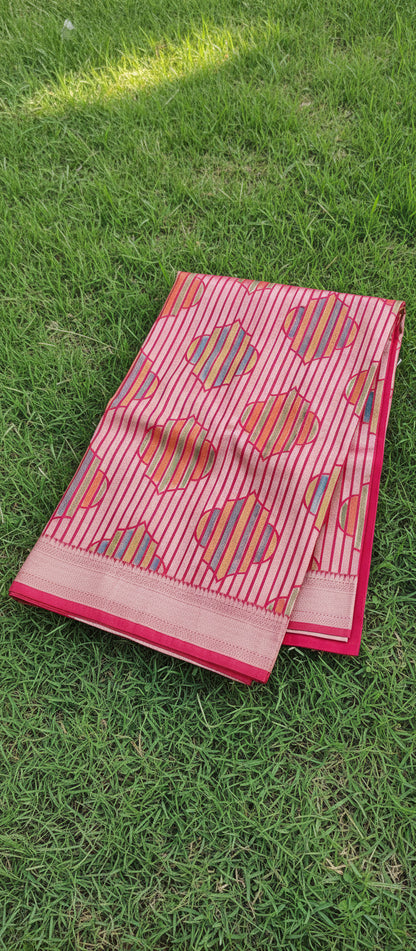 Red Semi Banarasi Saree