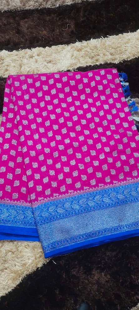 Semi Banarasi Pink Saree