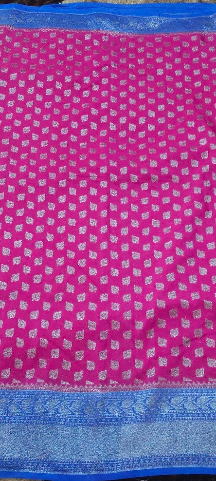 Semi Banarasi Pink Saree