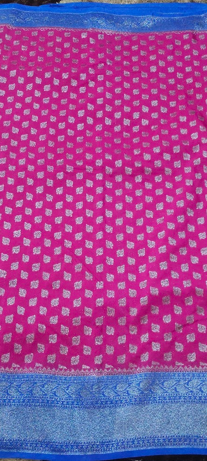 Semi Banarasi Pink Saree