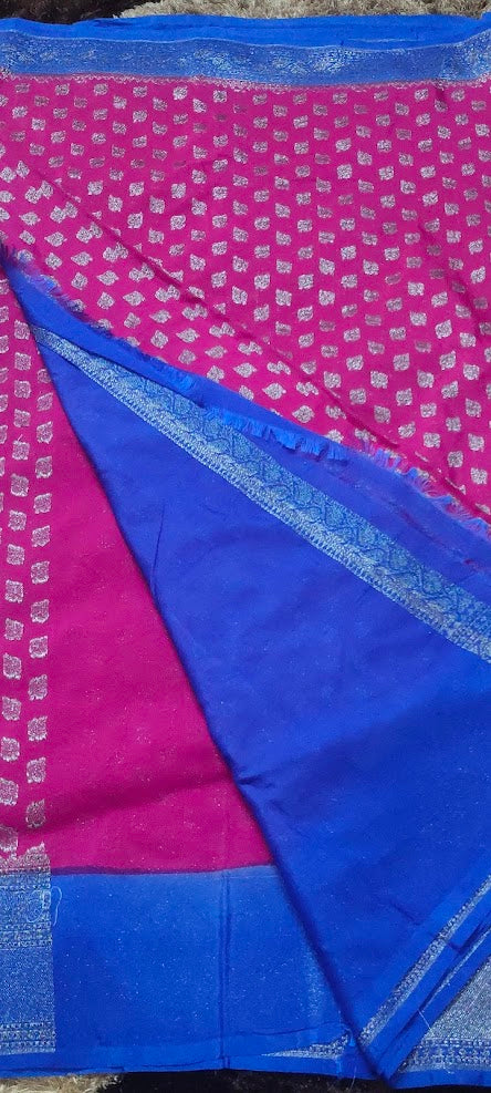 Semi Banarasi Pink Saree
