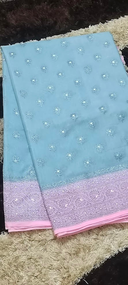 Semi Banarasi Pastel Grey and Pink Saree