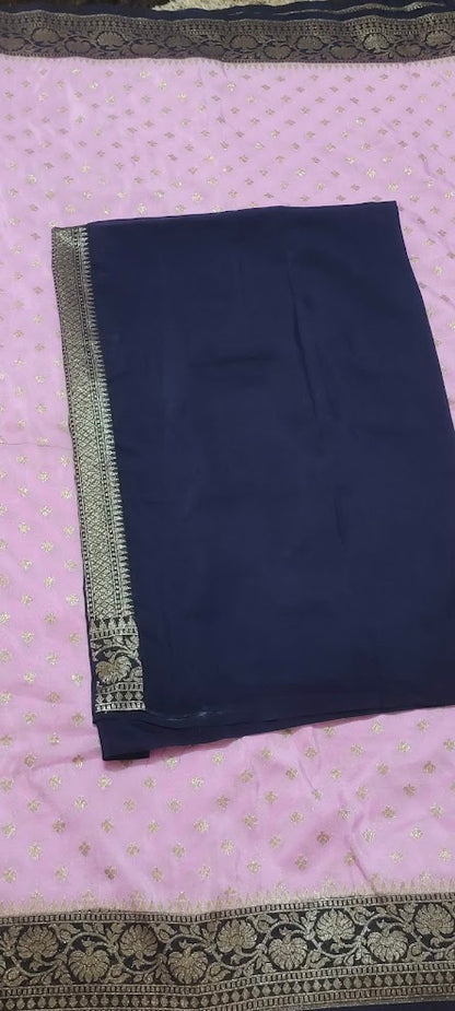 Semi Banarasi Pastel Lavender Pink Saree