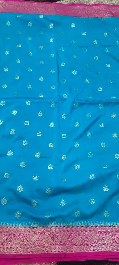 Semi Banarasi Blue Saree