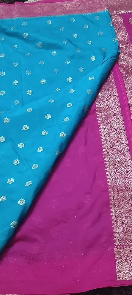 Semi Banarasi Blue Saree