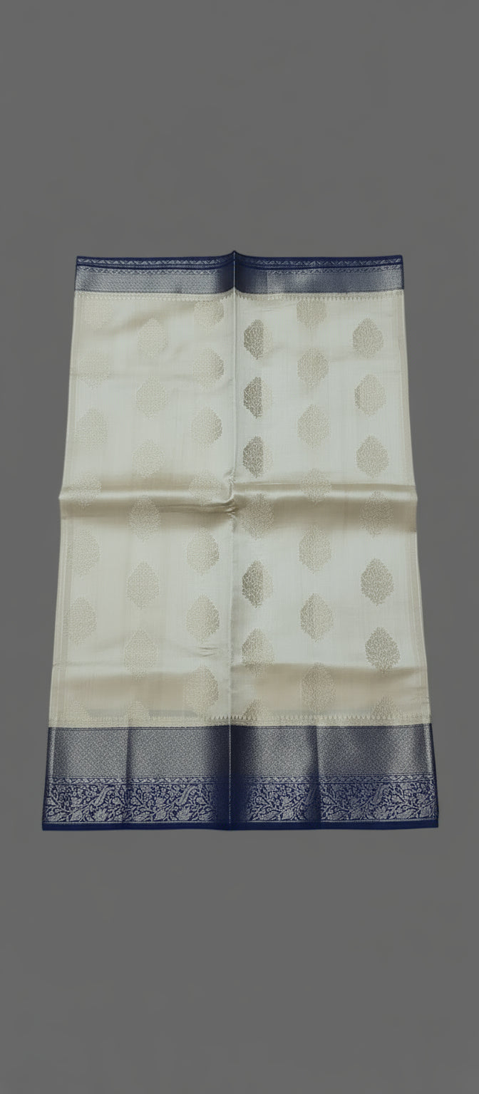 Half White/ Cream Pure Chiniya Silk Saree