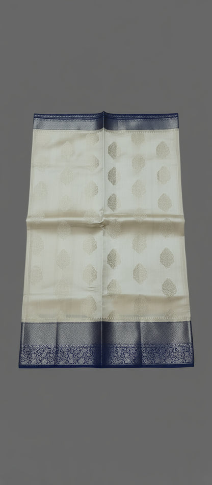 Half White/ Cream Pure Chiniya Silk Saree