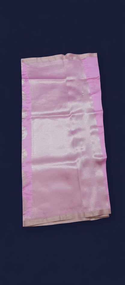 Pure Pink Chiniya Silk Saree