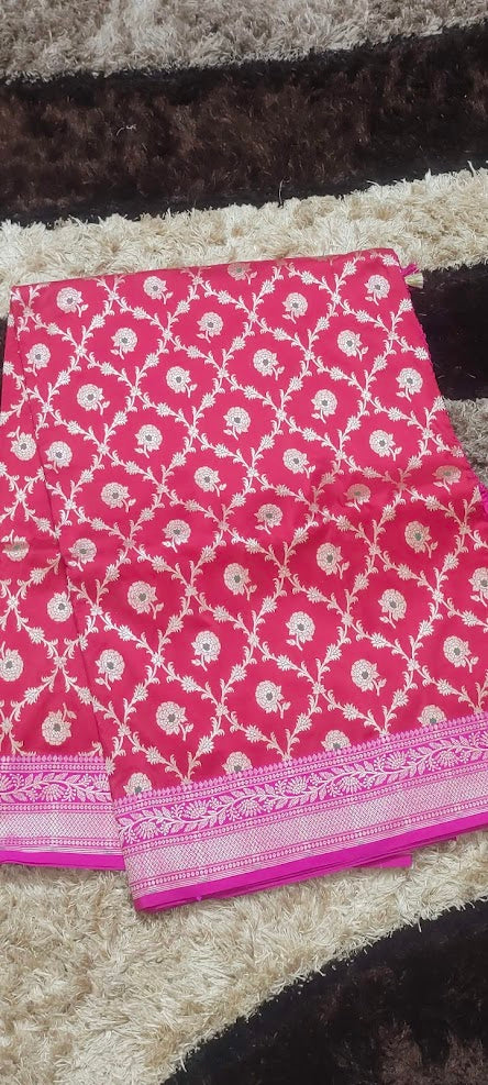 Pure Katan Red Banarasi Saree