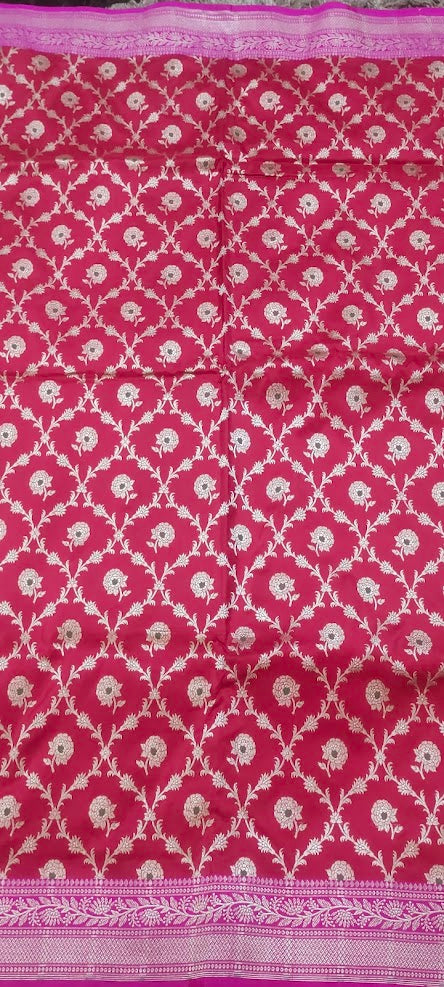 Pure Katan Red Banarasi Saree