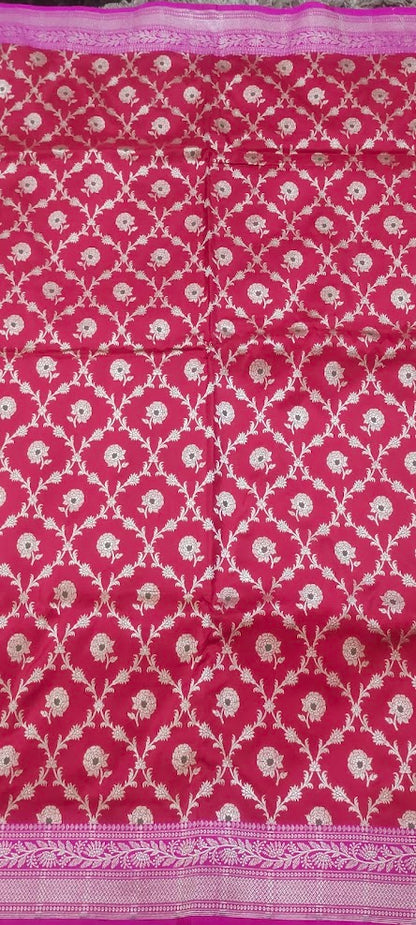 Pure Katan Red Banarasi Saree