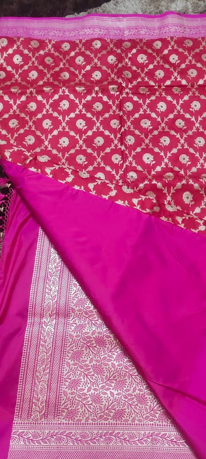 Pure Katan Red Banarasi Saree
