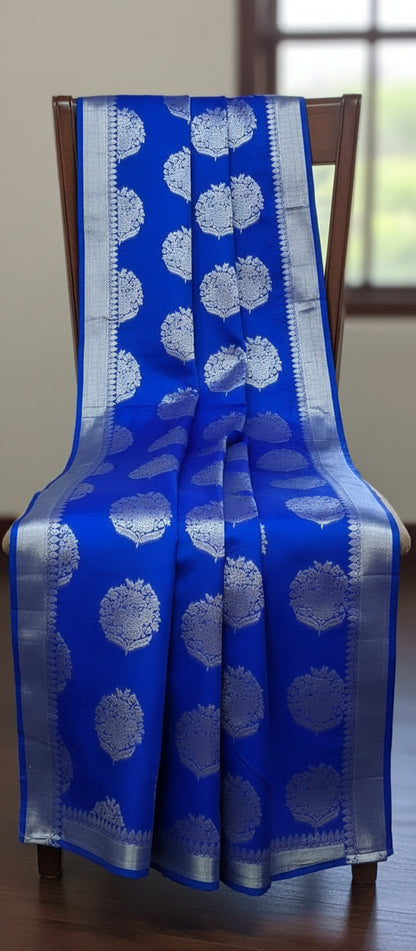 Royal Blue Pure Chiniya Silk Saree