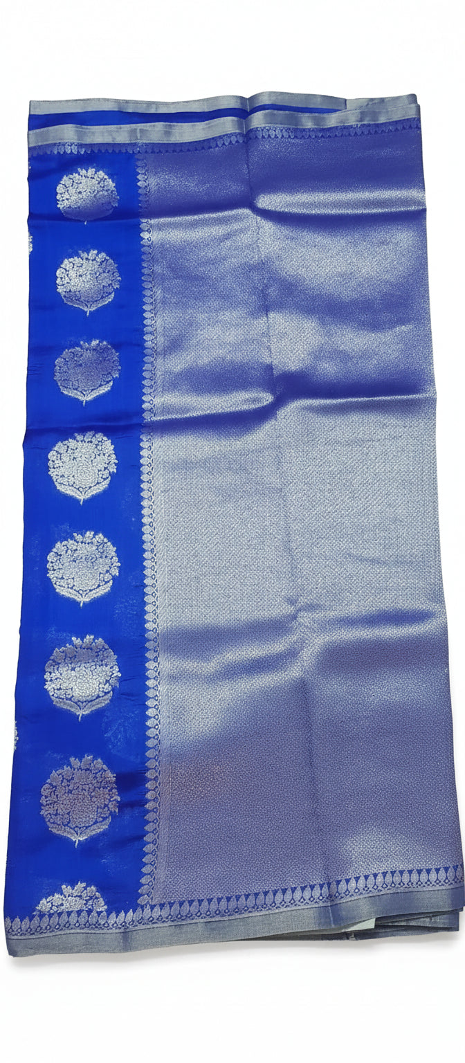 Royal Blue Pure Chiniya Silk Saree