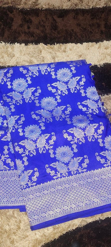 Royal Blue Pure Katan Banarasi Saree