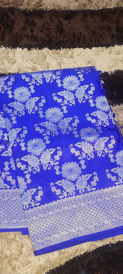 Royal Blue Pure Katan Banarasi Saree