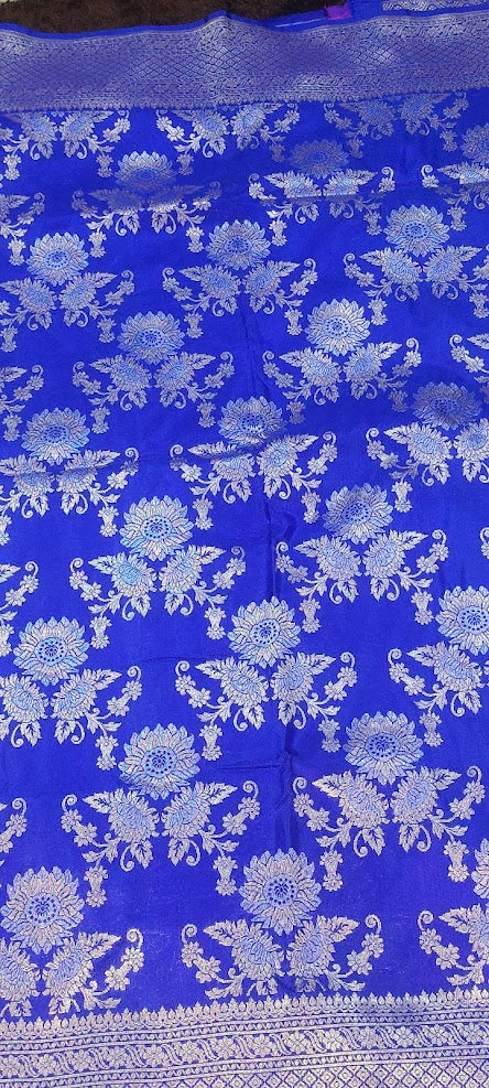 Royal Blue Pure Katan Banarasi Saree