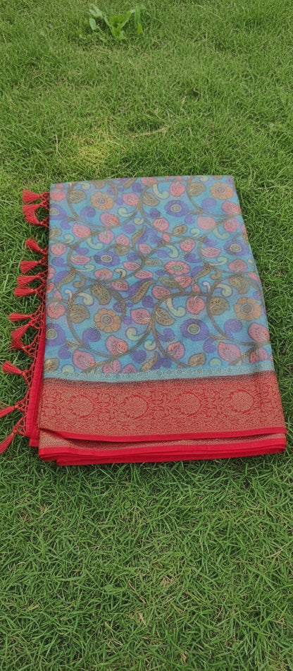Kalamkari Digital Print Banarasi Saree