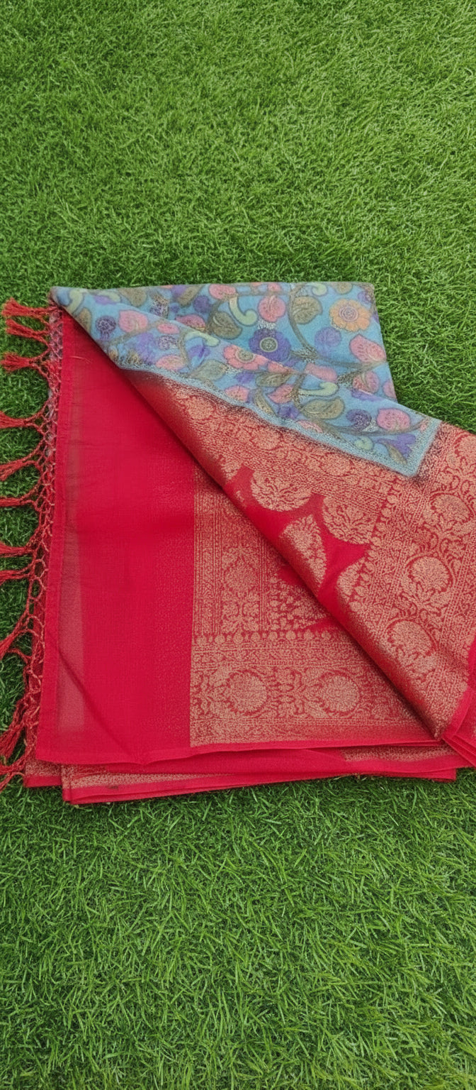 Kalamkari Digital Print Banarasi Saree