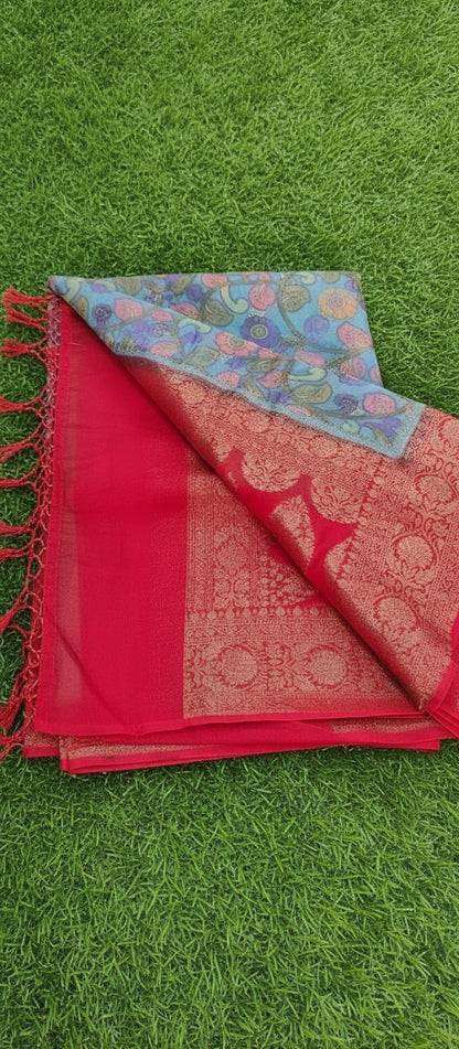 Kalamkari Digital Print Banarasi Saree