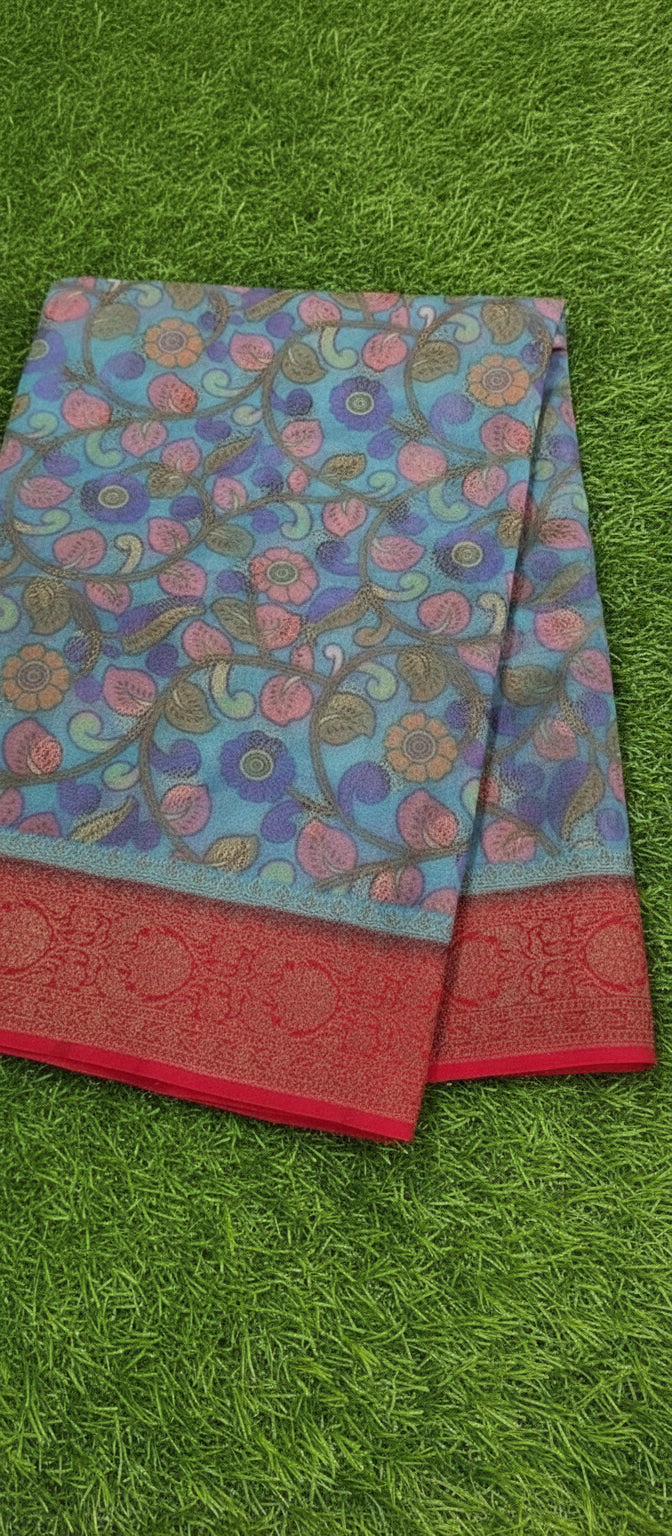 Kalamkari Digital Print Banarasi Saree