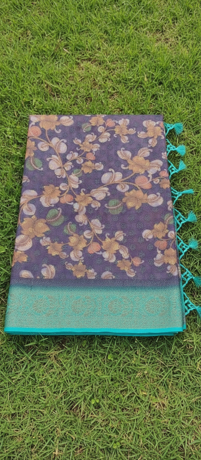 Kalamkari Digital Print Banarasi Saree