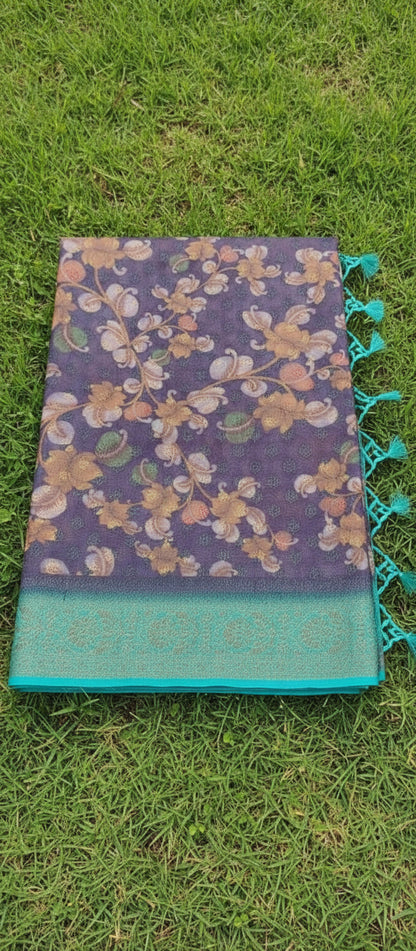 Kalamkari Digital Print Banarasi Saree