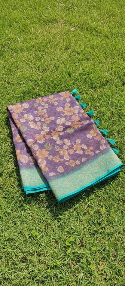 Kalamkari Digital Print Banarasi Saree