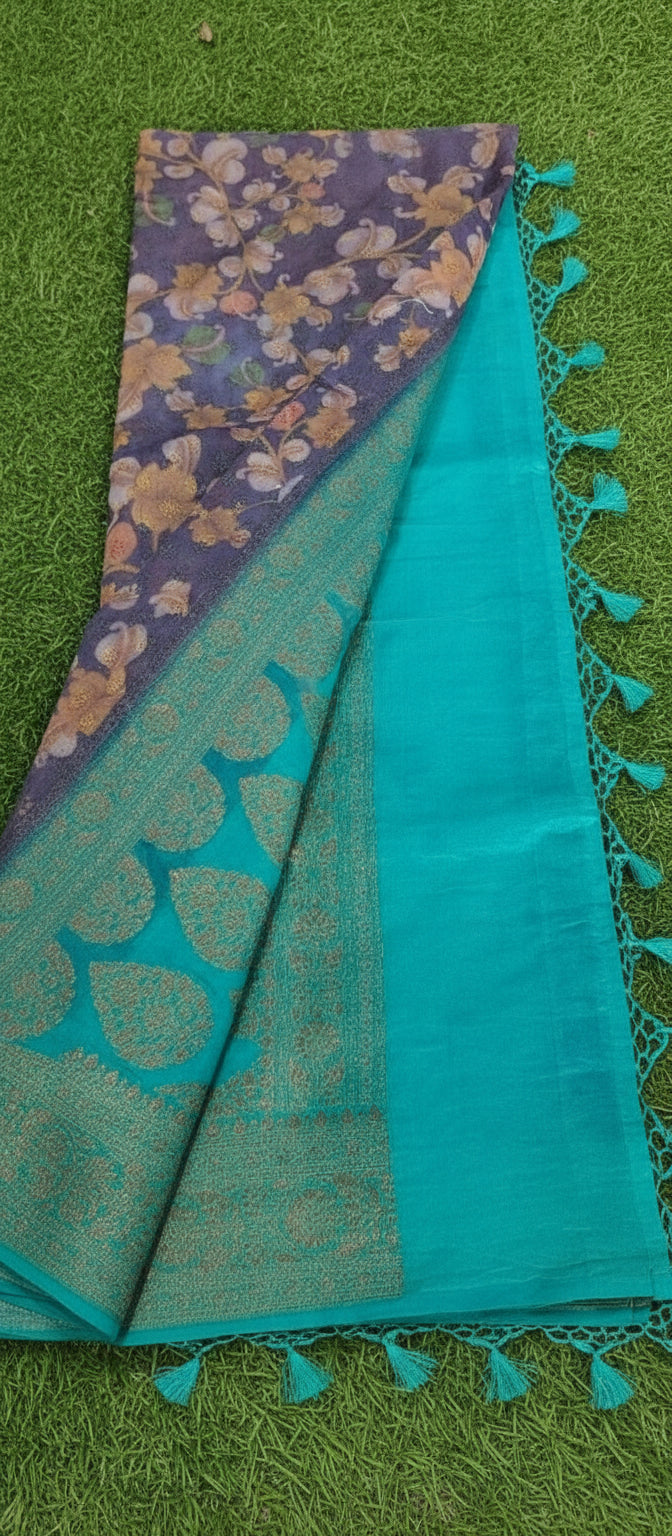 Kalamkari Digital Print Banarasi Saree